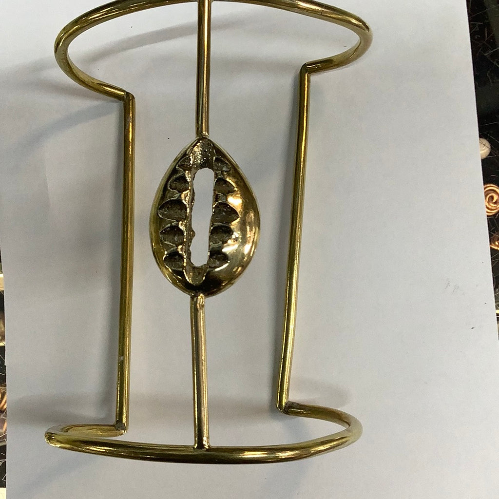 Brass frame cowrie cuff