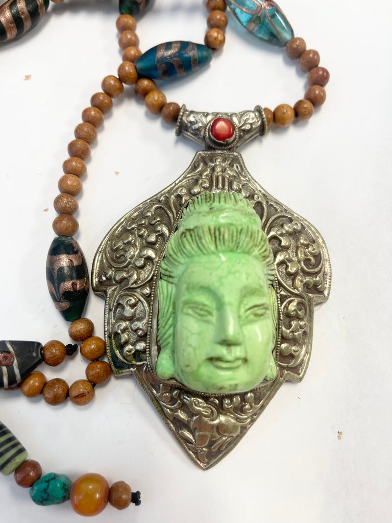 Green buddha necklace