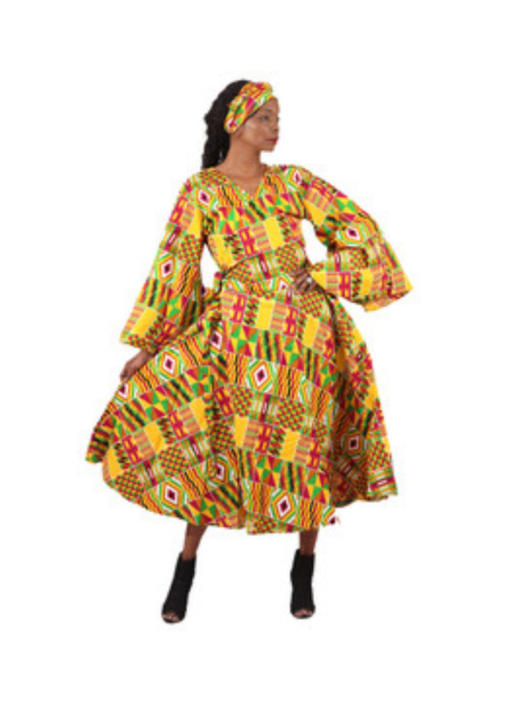 Zari African Print Wrap Dress