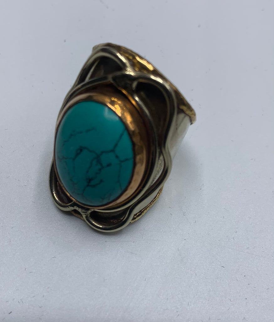 copper, brass, gem Turquoise (Adjustable)
