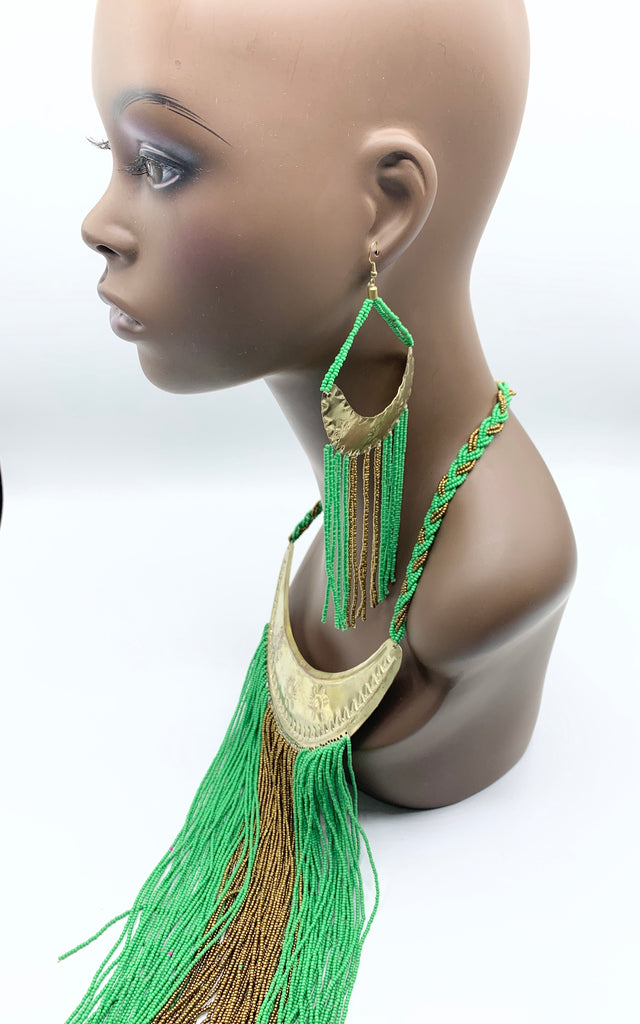 Beaded Green Goddess ( WITHOUT EARRINGS