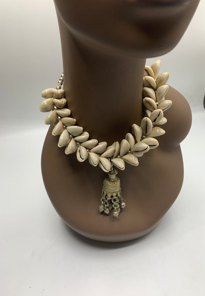 Cowrie shell bell necklace