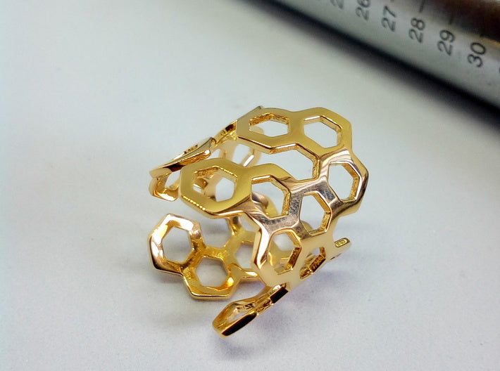honeycomb ring brass