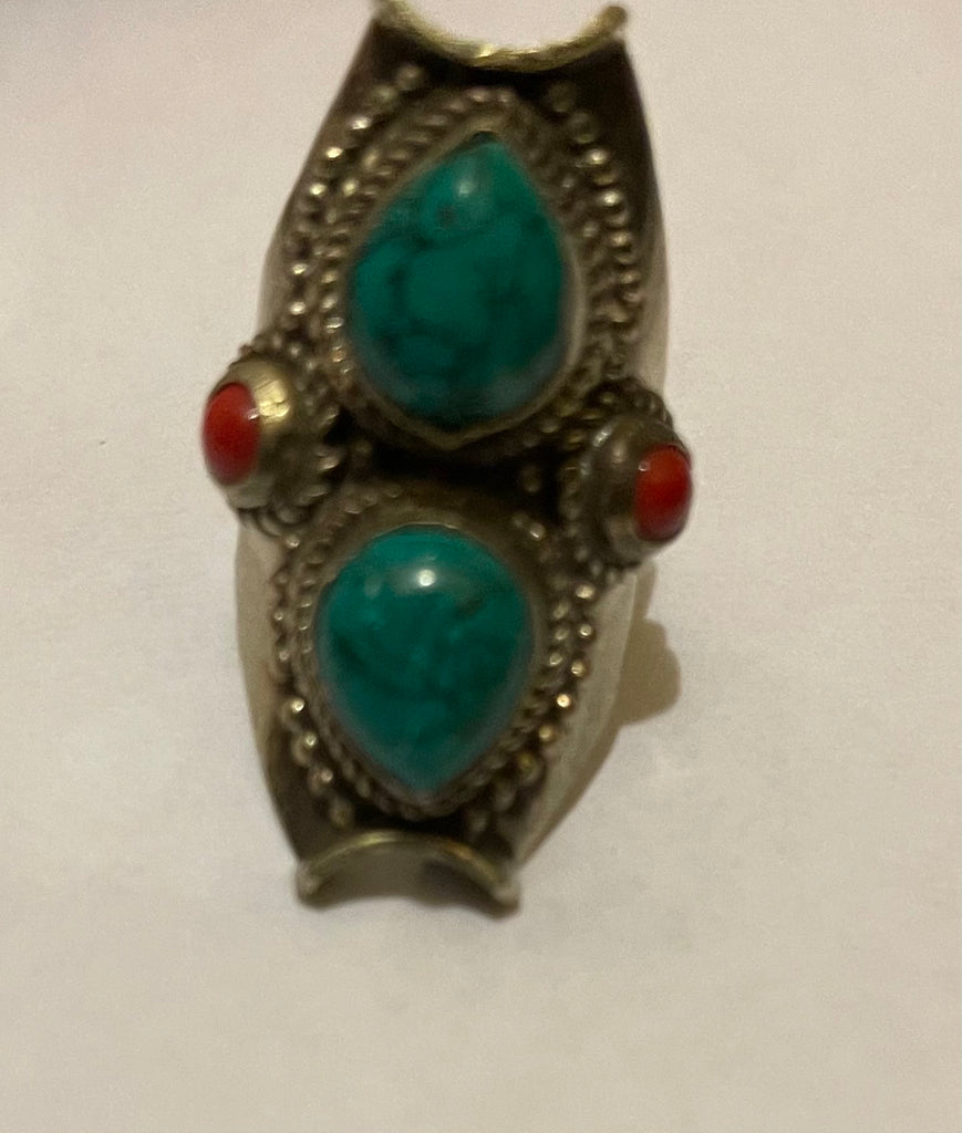 Tibetan Fashion Ring 2 Gems