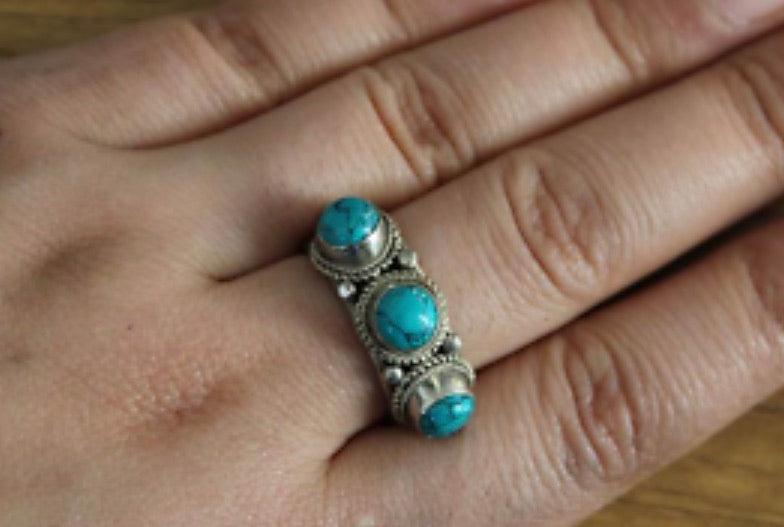3 stone Tibetan ring