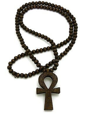 wooden beaded ankh necklace